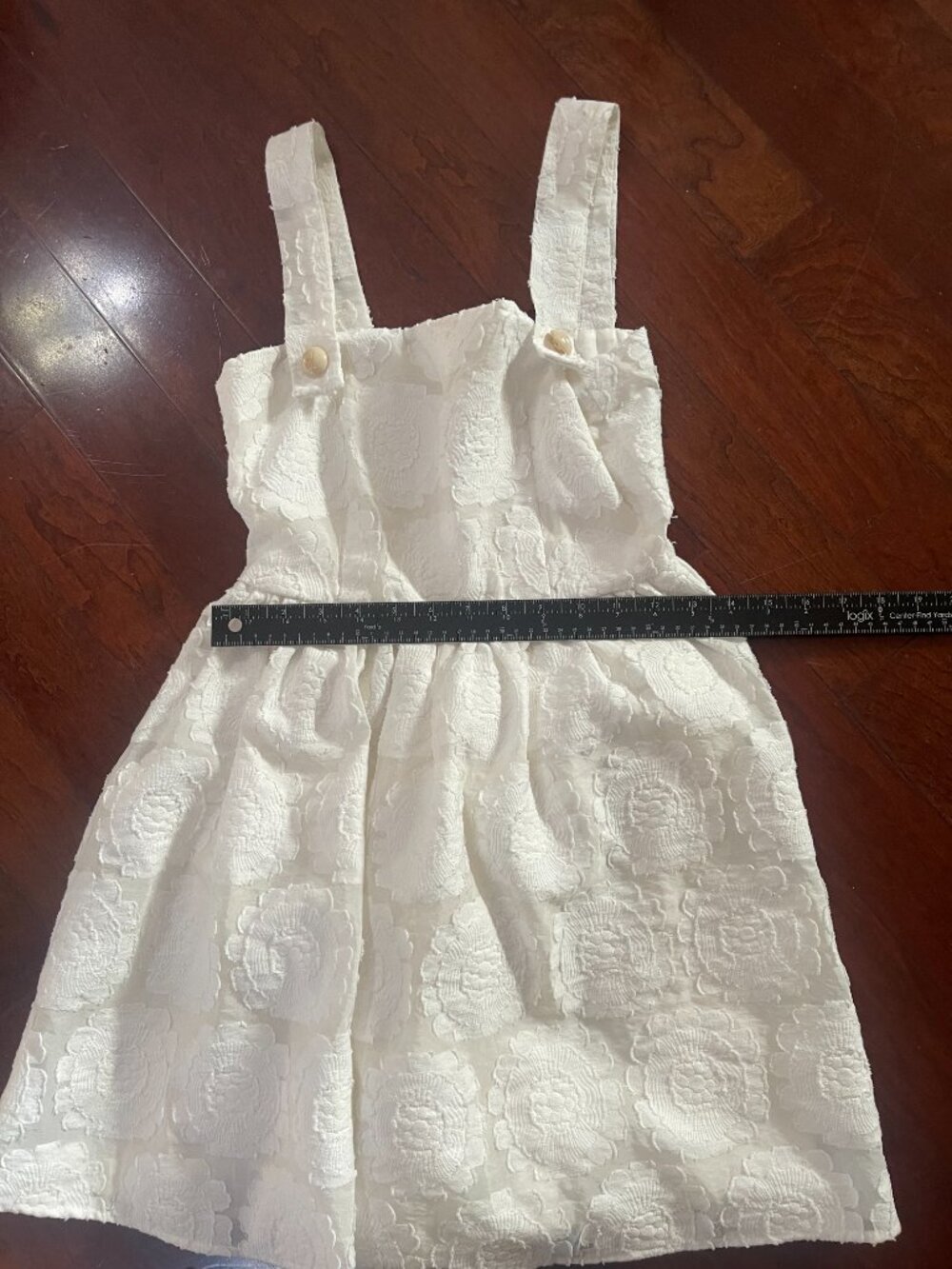White Textured Floral Fit & Flare Dress Size S - Picture 3 of 8